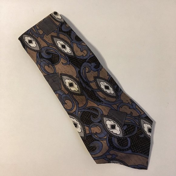 Halston III Scroll Neck Tie 100% Italian Silk - Picture 1 of 7
